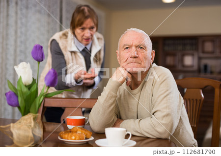 Elderly couple having conflict at home 112681790