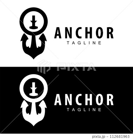 Sea ship vector icon symbol illustration simple sea anchor logo design 112681963