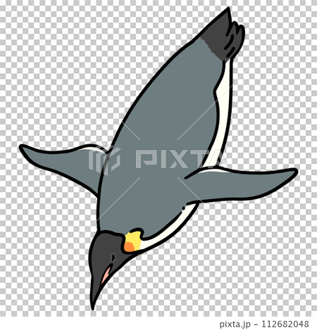 潜る皇帝ペンギンのイラスト 潜る皇帝ペンギンのイラスト 112682048
