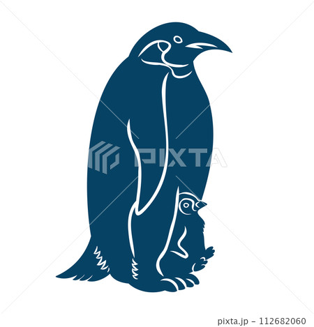 コウテイペンギンのシルエットイラスト コウテイペンギンのシルエットイラスト 112682060