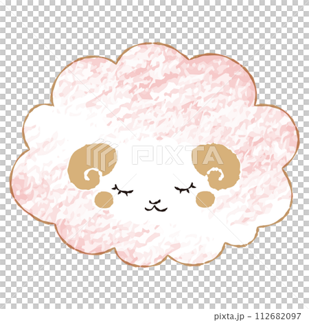 簡單可愛的色鉛筆筆觸,一隻閉著眼睛的毛茸茸的羊(正面) 簡單可愛的色鉛筆筆觸,一隻閉著眼睛的毛茸茸的羊(正面) 112682097