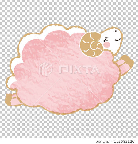 簡單可愛的彩色鉛筆觸摸毛茸茸的閉著眼睛的羊(側身) 簡單可愛的彩色鉛筆觸摸毛茸茸的閉著眼睛的羊(側身) 112682126