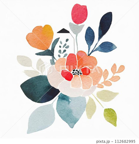 赤いシンプルな椿の花 112682995