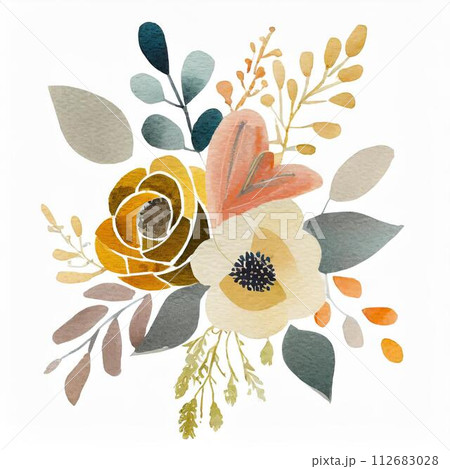 黄色いバラの花のイラスト 112683028