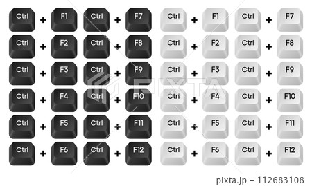 Computer key combinations. Set of key combinations. Command set icons. Computer keyboard button set. Vector Illustration. 112683108