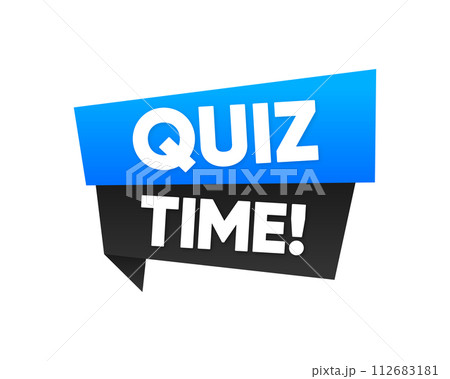 Quiz Time. Badge on white. Quiz logo. Quiz emblem for business, marketing and advertising. Vector illustration. 112683181