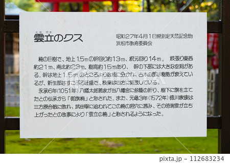浜松八幡宮 雲立のクス 由緒を記した看板 浜松八幡宮 雲立のクス 由緒を記した看板 112683234