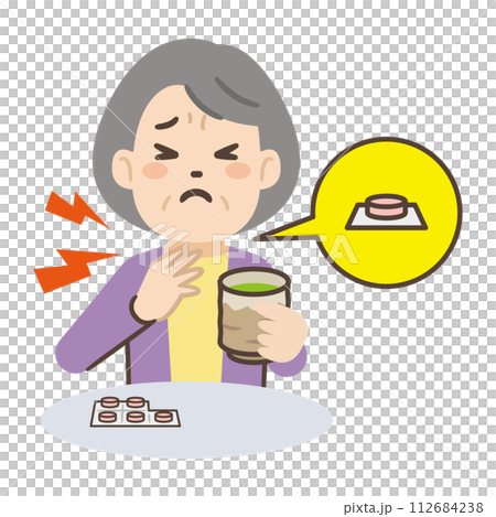 老人家不小心吞下藥品包裝紙的插圖 112684238
