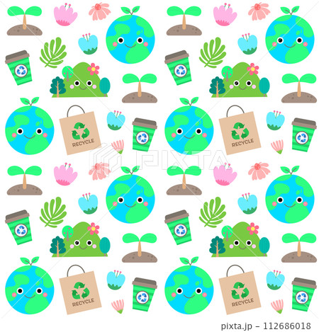 Hand drawn kids pattern world mother earthday and environment Vector illustration 112686018