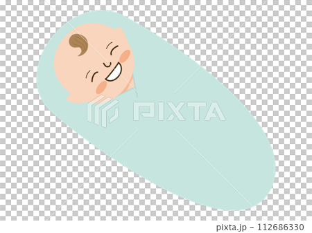 笑っているおくるみの赤ちゃん 笑っているおくるみの赤ちゃん 112686330