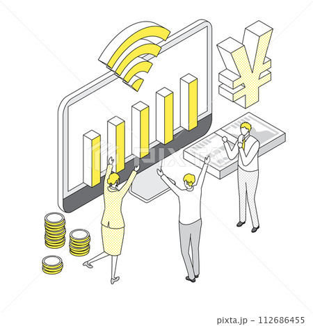 お得なインターネット料金で喜ぶ人々 お得なインターネット料金で喜ぶ人々 112686455
