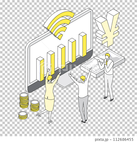 お得なインターネット料金で喜ぶ人々 お得なインターネット料金で喜ぶ人々 112686455