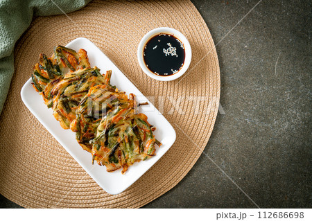Pajeon or Korean pancake or Korean pizza Pajeon or Korean pancake or Korean pizza 112686698