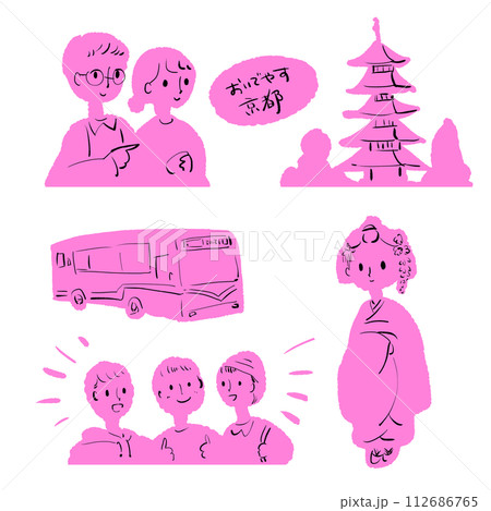 観光旅行に行く家族のイラスト 112686765