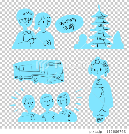 観光旅行に行く家族のイラストセット 112686768