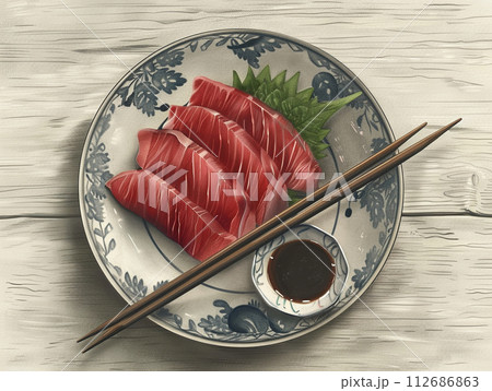 マグロの刺身　イラスト 112686863