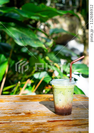 iced green tea matcha with chocolate iced green tea matcha with chocolate 112686912