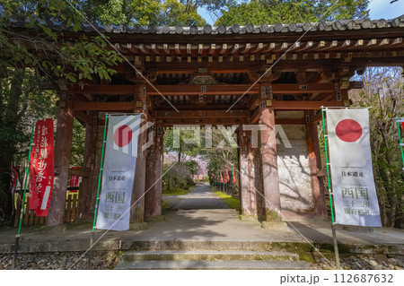 京都 醍醐寺の春景色 日月門 112687632