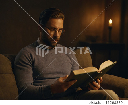 本を読む男性 112688294