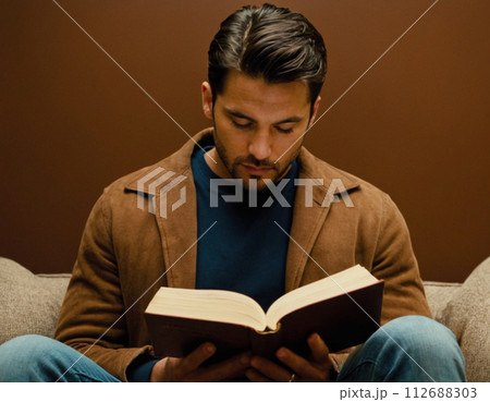 本を読む男性 112688303