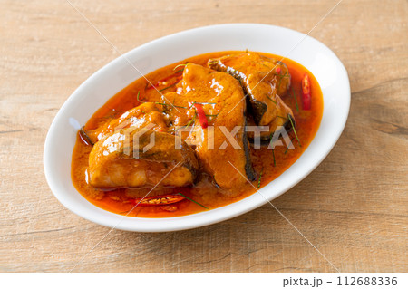 Redtail Catfish Fish in Dried Red Curry Sauce that called Choo Chee 112688336