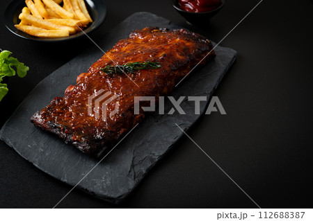 grilled and barbecue ribs pork grilled and barbecue ribs pork 112688387