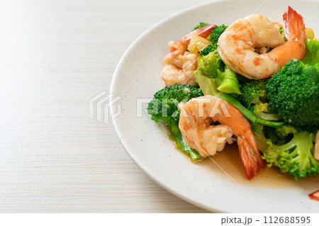 stir-fried broccoli with shrimps stir-fried broccoli with shrimps 112688595