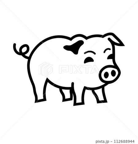 black vector pig icon on white background black vector pig icon on white background 112688944
