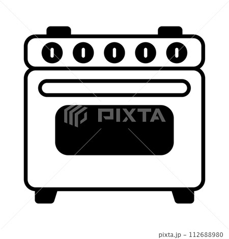 black vector oven icon on white background 112688980