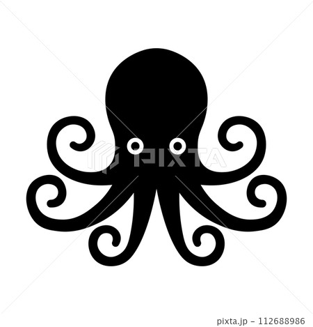 black vector octopus icon on white background black vector octopus icon on white background 112688986