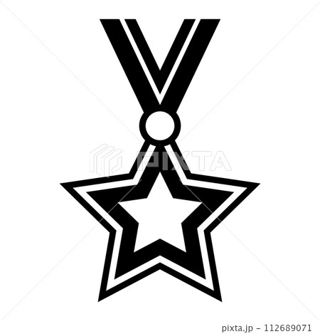 black vector medal icon on white background black vector medal icon on white background 112689071
