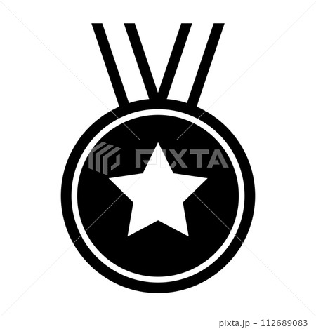 black vector medal icon on white background black vector medal icon on white background 112689083