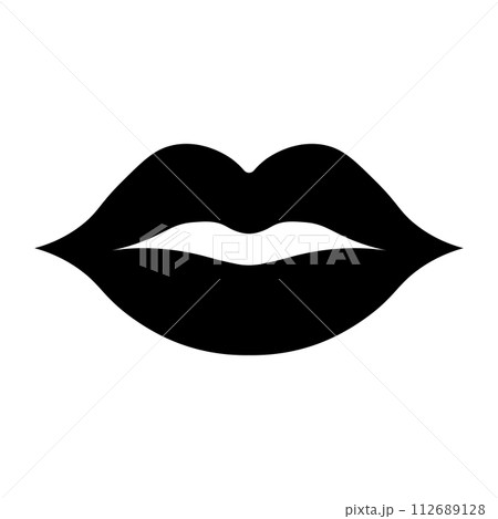 black vector lips icon on white background black vector lips icon on white background 112689128