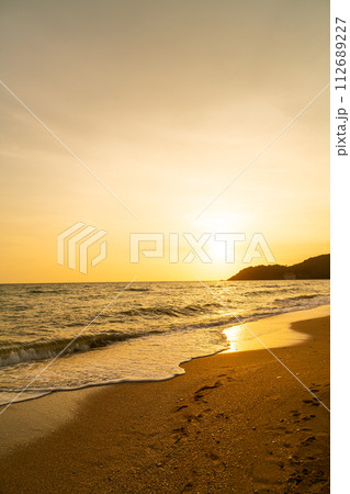 beautiful sea beach with sunset time 112689227