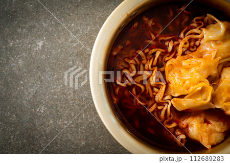 Korean instant noodles with dumplings Korean instant noodles with dumplings 112689283
