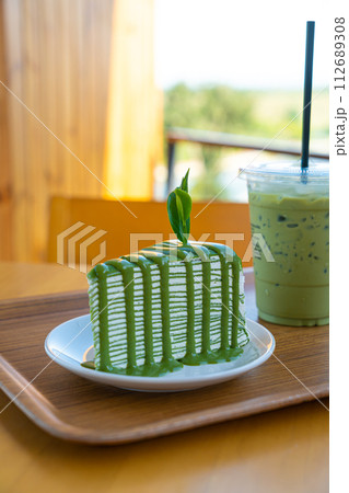 matcha green tea crepe cake matcha green tea crepe cake 112689308
