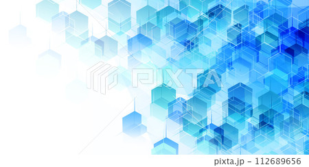 青　テクノロジー　幾何学　テクスチャ　背景	 112689656