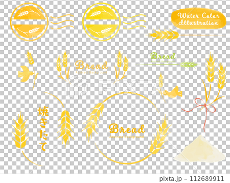 Wheat watercolor touch illustration set Wheat watercolor touch illustration set 112689911