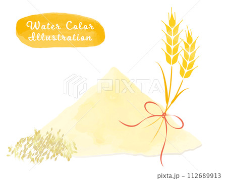 小麦と小麦粉のイラストセット 112689913