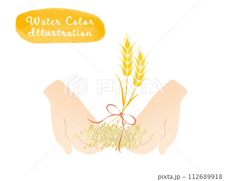 小麦を差し出す手のイラスト 112689918