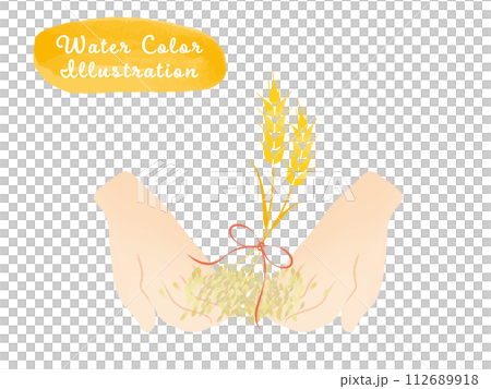 小麦を差し出す手のイラスト 112689918