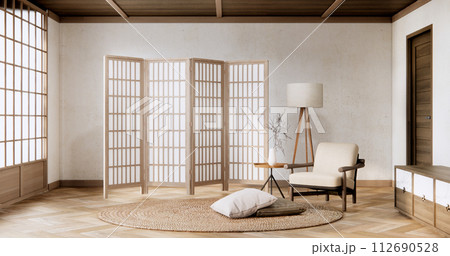 Japan armchair minimalist design muji style. Japan armchair minimalist design muji style. 112690528