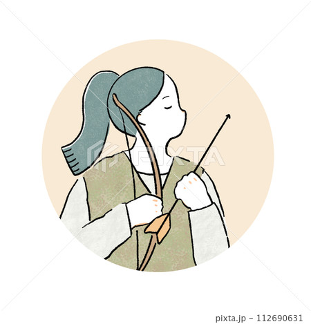 十二星座の射手座の女の子（丸枠） 112690631