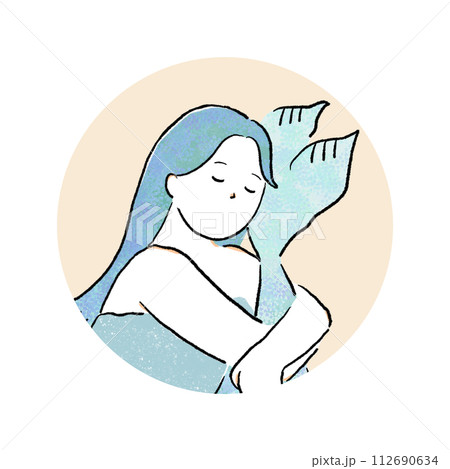 十二星座の魚座の女の子（丸枠） 112690634