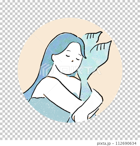 十二星座の魚座の女の子（丸枠） 112690634