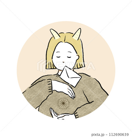 十二星座の山羊座の女の子(丸枠) 十二星座の山羊座の女の子(丸枠) 112690639