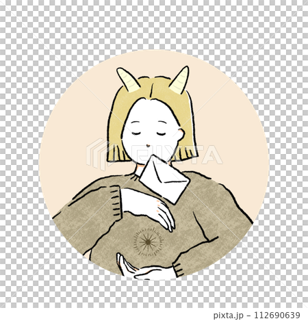 十二星座の山羊座の女の子(丸枠) 十二星座の山羊座の女の子(丸枠) 112690639