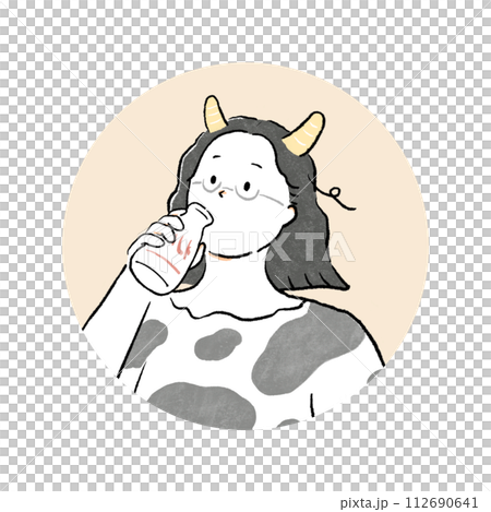 十二星座の牡牛座の女の子（丸枠） 112690641