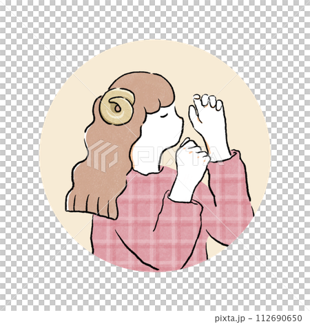 Zodiac sign Aries girl (round frame) 112690650