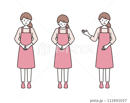 エプロン姿の女性のベクターイラストセット 112691037